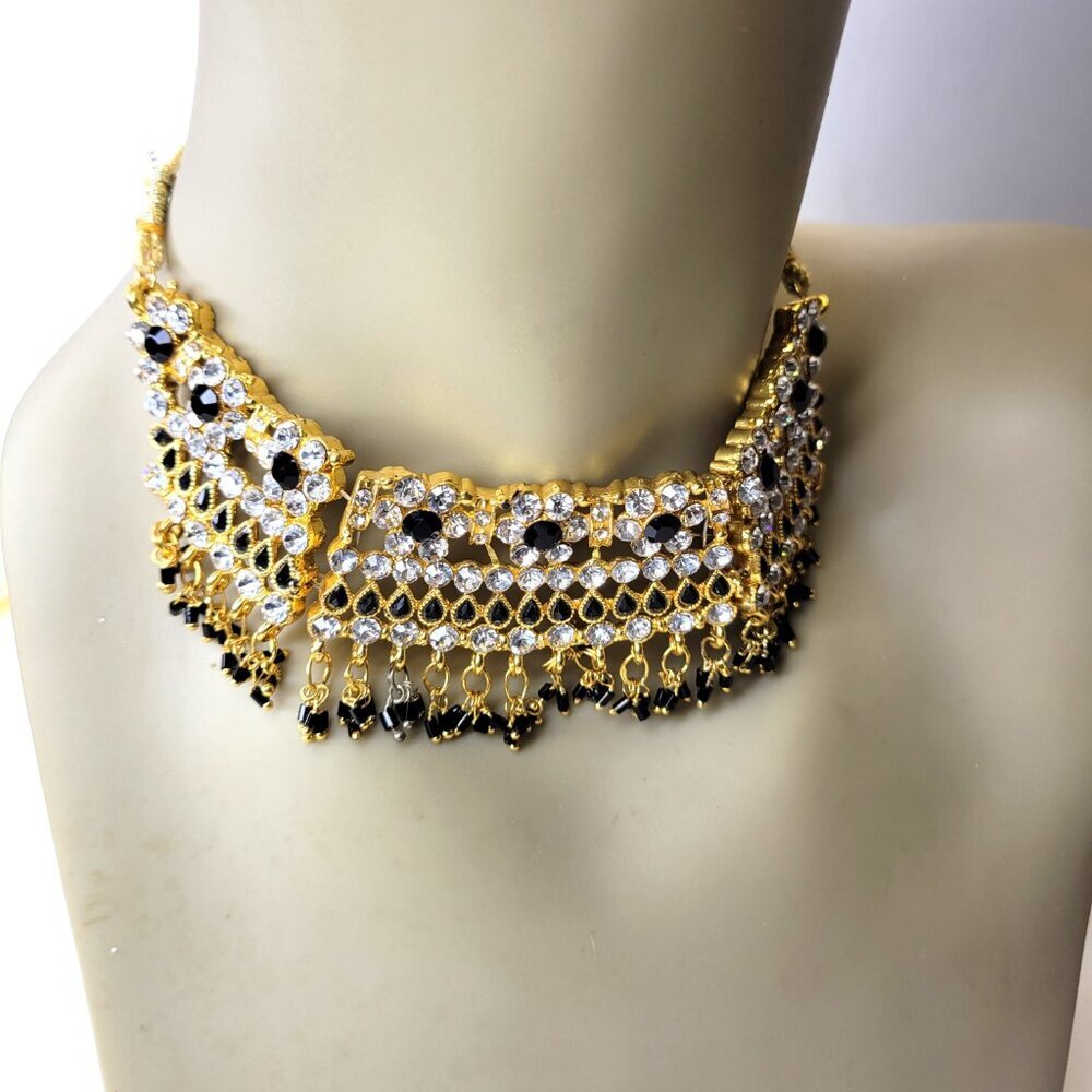Black and Gold Choker Necklace Ethnic Indian Necklace